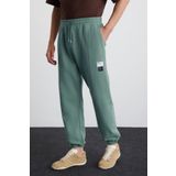 Grimelange Rowan Erkek Organik Pamuklu Relaxed Fit Içi Polarlı Süs Etiketli Jogger Yeşil Eşofman Altı