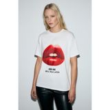 Grimelange SALENNA Kadın Yumuşak Kumaşlı Baskı Detaylı Regular Fit Beyaz T-Shirt - XS