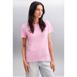 GRIMELANGE Samantha Kadın %100 Organik Pamuklu Comfort Fit Arkası Uzun Basic Örme Pembe T-shirt