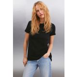 GRIMELANGE Samantha Kadın %100 Organik Pamuklu Comfort Fit Arkası Uzun Basic Örme Siyah T-shirt
