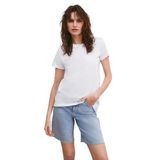 Grimelange Samantha Kadın %100 Organik Pamuklu Comfort Fit Arkası Uzun Basic Örme T-shirt, Beyaz, XL