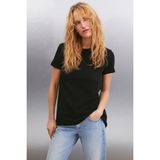 Grimelange Samantha Kadın %100 Organik Pamuklu Comfort Fit Arkası Uzun Basic Örme T-shirt, Siyah, XL