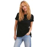 Grimelange Samantha Kadın %100 Organik Pamuklu Comfort Fit Arkası Uzun Basic Örme T-shirt, Siyah, XS