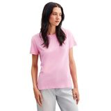 Grimelange Samantha Kadın%100 Organik Pamuklu Comfort Fit Arkası Uzun Basic Örme T-shirt, Pembe, XS
