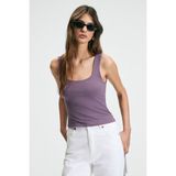 Grimelange Sanukı Kadın Slim Kısa Oyuk Yaka Mor Bluz - XL