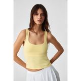Grimelange Sanukı Kadın Slim Kısa Oyuk Yaka Sarı Bluz - XL