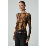 Grimelange Saraı Kadın Desenli Uzun Kollu Slim Fit Desenli Bluz