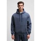 GRIMELANGE SCARN Erkek Pamuklu İçi Polarlı Nakışlı Kapüşonlu Relaxed Koyu Gri Sweatshirt