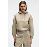 GRIMELANGE SELENE Kadın Kapüşonlu Kangru Cepli Regular Fit Taş Rengi Sweatshirt