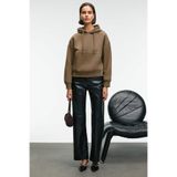 GRIMELANGE SELENE Kadın Kapüşonlu Kangru Cepli Regular Fit Vizon Sweatshirt