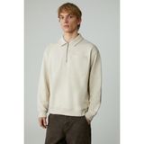 GRIMELANGE Shıftd Erkek Fermuarlı Yaka Uzun Kollu Fermuarlı Bej Sweatshirt