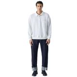 GRIMELANGE Sımplyfy Erkek Polo Yaka Uzun Kollu Oversize Düğmeli Beyaz Sweatshirt