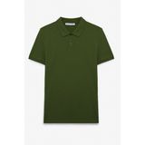 GRIMELANGE SKYLOOM Erkek %100 Pamuk Kısa Kollu Regular Fit Haki Polo Yaka T-shirt