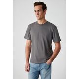 Grimelange Solo Erkek %100 Organik Pamuklu Gri T-Shirt Kısa Kol Günlük Stil Rahat Kesim - XL