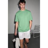 Grimelange Solo Erkek %100 Organik Pamuklu Kalın Dokulu Comfort Fit Bisiklet Yakalı Lime T-Shirt