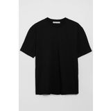 GRIMELANGE Solo Erkek %100 Organik Pamuklu Kalın Dokulu Comfort Fit Bisiklet Yakalı Siyah T-shirt