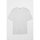 Grimelange Solo Erkek%100 Organik Pamuklu Kalın Dokulu Comfort Fit Bisiklet Yakalı Beyaz T-Shirt, XS