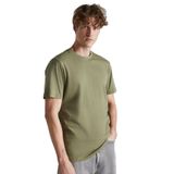 Grimelange Solo Erkek%100 Organik Pamuklu Kalın Dokulu Comfort Fit Bisiklet Yakalı Haki T-Shirt, XL