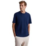 Grimelange Solo Erkek%100 Organik Pamuklu Kalın Dokulu Comfort Fit Bisiklet Yakalı Lacivert T-Shirt, XS