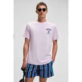 GRIMELANGE SONORA Erkek Baskı Detaylı %100 Organik Pamuk Regular Fit Kısa Kollu Pembe T-Shirt
