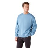Grimelange Stephan Erkek Yumuşacık Kışlık Kumaşlı 3 İplik Organik Pamuk Örme Oversize Sweatshirt, Mavi, XL