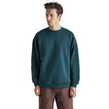 GRIMELANGE Stephan Erkek Yumuşacık Kumaşlı organik Pamuklu Oversize Fit Yuvarlak Yakalı Koyu Yeşil Sweatshirt