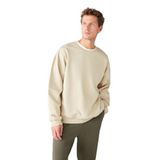 Grimelange Stephan Erkek Yumuşacık Kumaşlı Organik Pamuklu Oversize Fit Yuvarlak Yakalı Sweatshirt, Bej, XL