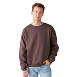 Grimelange Stephan Erkek Yumuşacık Kumaşlı Organik Pamuklu Oversize Fit Yuvarlak Yakalı Sweatshirt, Kahverengi, 2XL