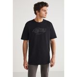 Grimelange STEVEN Erkek Bisiklet Yaka %100 Pamuk Taş İşlemeli Siyah T-Shirt