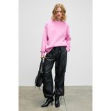 Grimelange Susana Kadın Bisiklet Yaka Içi Polarlı Oversize Fit Basic Pembe Sweatshirt