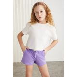 Grimelange SUZANNE-GRM24048 100% pamuk kız çocuk şort tshirt set Mor Alt-Üst Takım - 5 - 6 Yaş