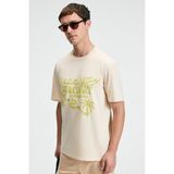 Grimelange SWEET Erkek %100 Pamuk Oversize Fit Baskılı Kısa Kollu Yuvarlak Yakalı Vanilya T-Shirt - 2XL