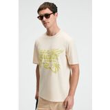 GRIMELANGE SWEET Erkek %100 Pamuk Oversize Fit Baskılı Kısa Kollu Yuvarlak Yakalı Vanilya T-Shirt