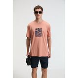 Grimelange SWEET Erkek %100 Pamuk Oversize Fit Baskılı Kısa Kollu Yuvarlak Yakalı Yavruağzı T-Shirt - Yavru Agzı - XL