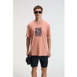 GRIMELANGE SWEET Erkek %100 Pamuk Oversize Fit Baskılı Kısa Kollu Yuvarlak Yakalı Yavruağzı T-Shirt