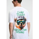 GRIMELANGE TASTY Erkek %100 Pamuk Oversize Fit Baskılı Kısa Kollu Yuvarlak Yakalı Beyaz T-Shirt