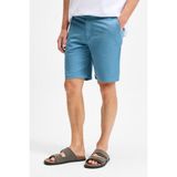 Grimelange TEEMO Erkek Yanları Cepli Fermuarlı Likralı Slim Fit İndigo Şort - Indigo