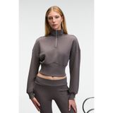 GRIMELANGE THALIA Kadın Arka Baskılı Ve Patch Detaylı Fermuarlı Dik Yakalı Antrasit Sweatshirt