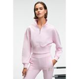 GRIMELANGE THALIA Kadın Arka Baskılı Ve Patch Detaylı Fermuarlı Dik Yakalı Pembe Sweatshirt