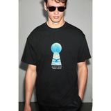 Grimelange Tıburcıo Erkek %100 Organik Pamuklu Yuvarlak Yakalı Baskı Detaylı Siyah T-Shirt - 2XL
