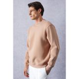 GRIMELANGE TRAVIS Erkek Organik Kumaşlı Yumuşacık Regular Fit Yuvarlak Yakalı Bej Sweatshirt