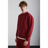 GRIMELANGE TRAVIS Erkek Organik Kumaşlı Yumuşacık Regular Fit Yuvarlak Yakalı Bordo Sweatshirt