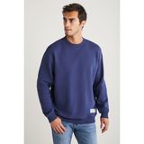 GRIMELANGE Travıs Erkek Organik Kumaşlı Yumuşacık Regular Fit Yuvarlak Yakalı Lacivert Sweatshirt