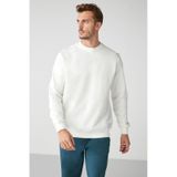 GRIMELANGE Travis Erkek Yumuşacık Kumaşlı Regular Fit Yuvarlak Yakalı Beyaz Sweatshirt