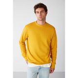 GRIMELANGE Travis Erkek Yumuşacık Kumaşlı Regular Fit Yuvarlak Yakalı Safran Sarı Sweatshirt