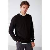 Grimelange Travis Erkek Yumuşacık Kumaşlı Regular Fit Yuvarlak Yakalı Siyah Sweatshirt - XL