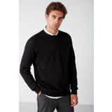 GRIMELANGE Travis Erkek Yumuşacık Kumaşlı Regular Fit Yuvarlak Yakalı Siyah Sweatshirt