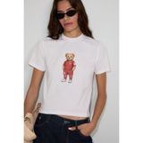 GRIMELANGE UMAYANA Kadın Yumuşak Ve %100 Organik Pamuklu Dünya Kupasına Özel Baskılı Beyaz T-Shirt