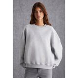 GRIMELANGE Vaneltına Kadın Içi Polarlı 3 Iplik Organik Pamuk Oversize Basic Bisiklet Yaka Grimelanj Sweatshirt