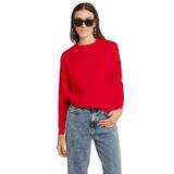 Grimelange Vaneltina Kadın İçi Polarlı 3 İplik Organik Pamuk Oversize Basic Bisiklet Yaka Sweatshirt, Kırmızı, XL